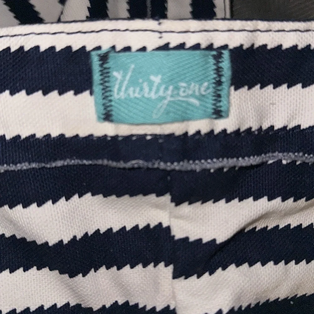 Thirty-One Striped Hobo Bag - Navy, White, and Teal